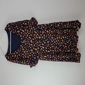 Madewell navy blue floral print  dress 16